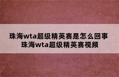 珠海wta超级精英赛是怎么回事 珠海wta超级精英赛视频